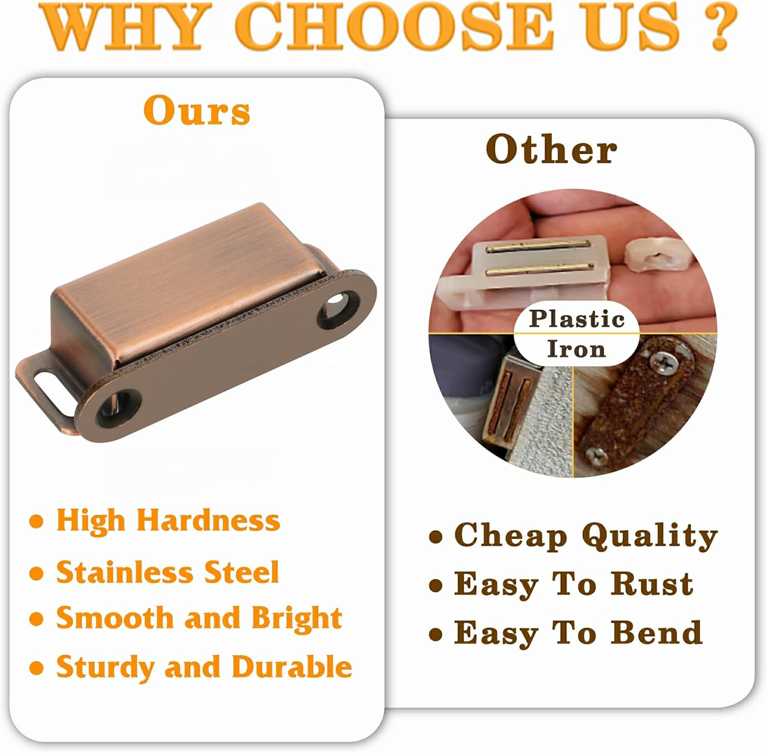 Alise Cabinet Magnetic Catch,Door Catch with Strong Magnetic for Cabinet,Closet Doors Catches Closer Latches Hardware,Stainless Steel Catches for Cupboard Drawer Kitchen Wardrobe,Red Bronze 4 Pcs image number 6