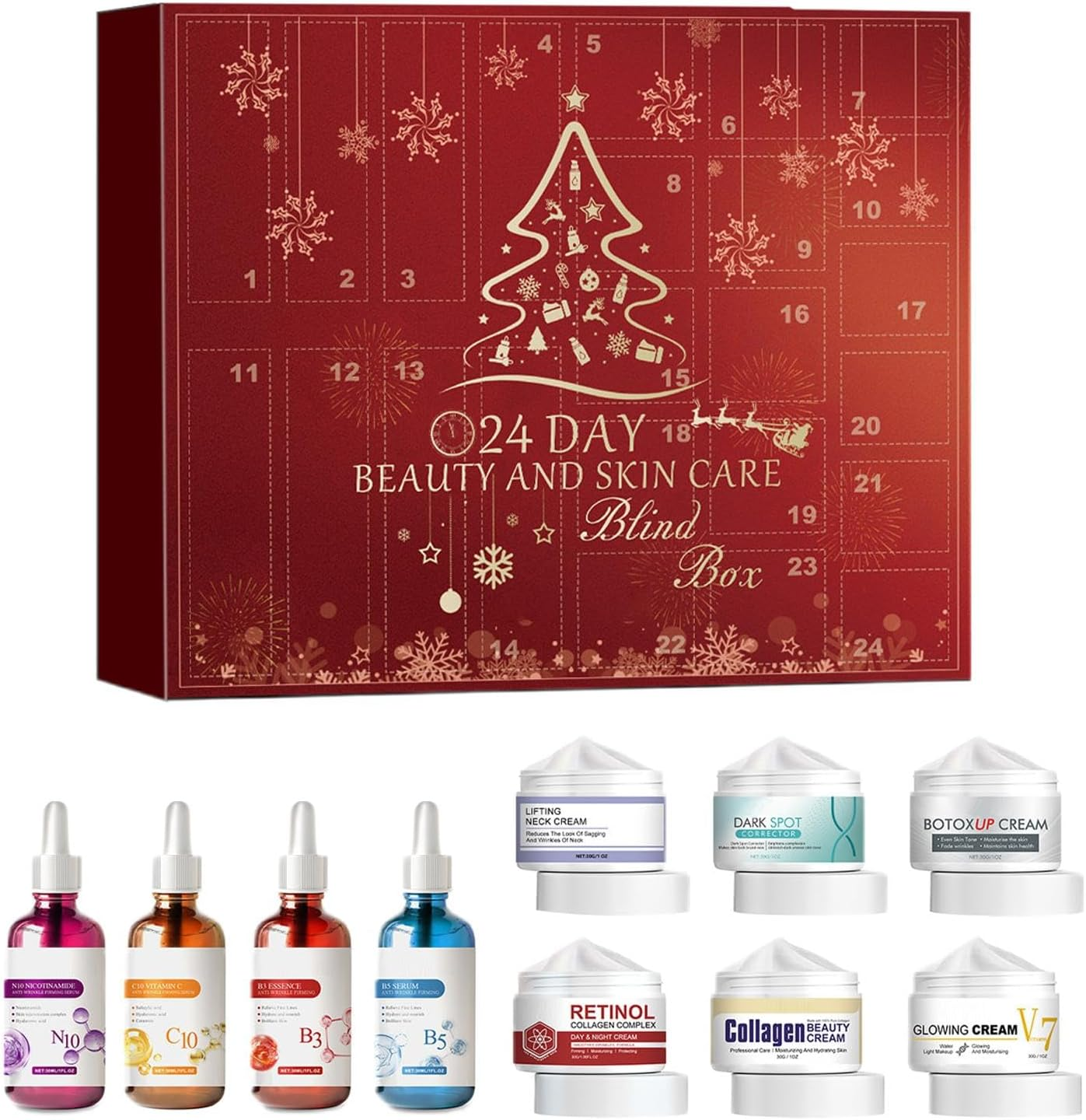 Christmas Beauty Advent Calendar | Skincare Advent Calendar | Makeup Advent Calendar 2024 | Christmas Surprise Countdown Calendar Beauty Box | Christmas Surprise Beauty Advent Calendar Makeup Kit image number 2