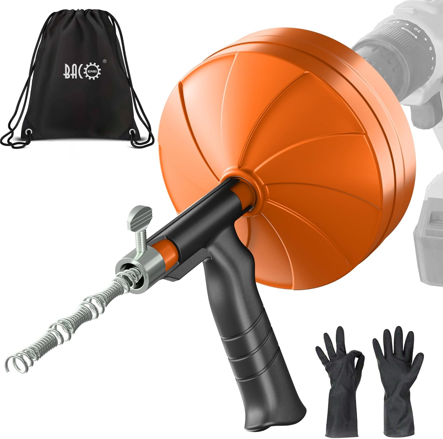 BACOENG Pipe Cleaning Spiral [15 M], Drain Cleaner Spiral for Pipe Cleaning, Drain Cleaning with Drain Spiral to Remove Hair and Blockage, Green