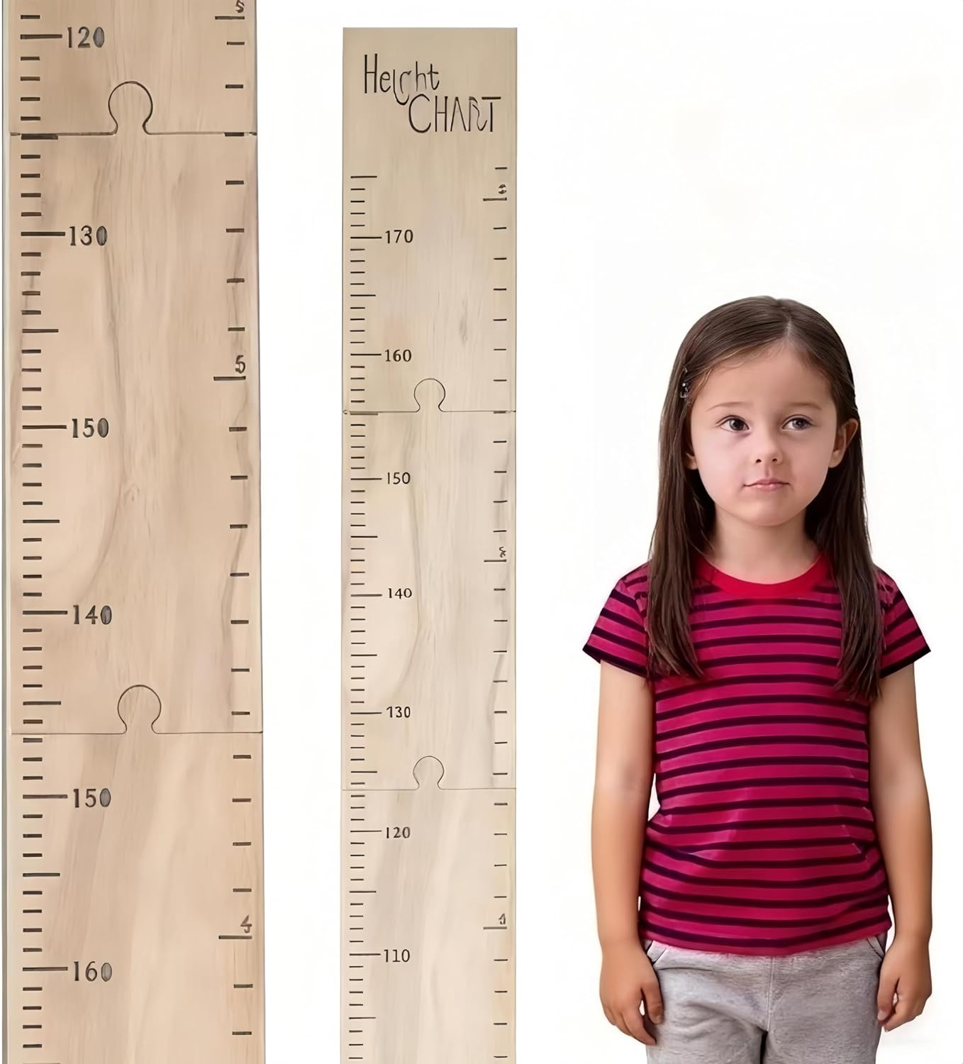 1 Set Height Ruler Wooden Ruler,Height Chart, Wooden Growth Chart for Wall,Perfect Nursery,Room Decor to Measure (210Cm)