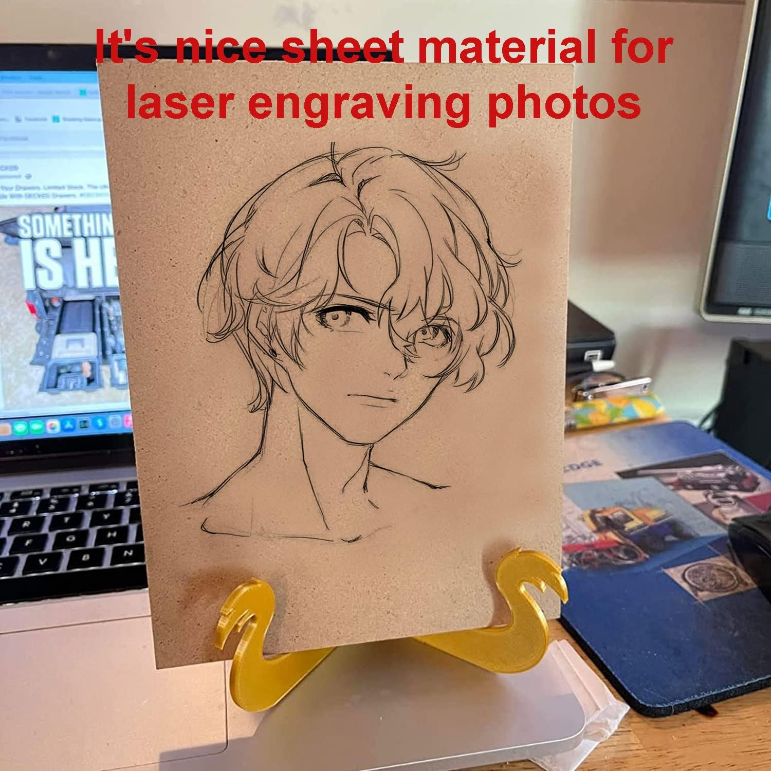 TSKDKIT A3 MDF Wood Boards for Crafts 2Mm Medium Density Fiberboard Wooden Sheet Replacements, MDF Sheet for Laser Engraving, Painting and Decor, Cheaper than Canvas Paper Board(2Pcs, 42 X 30Cm) image number 1