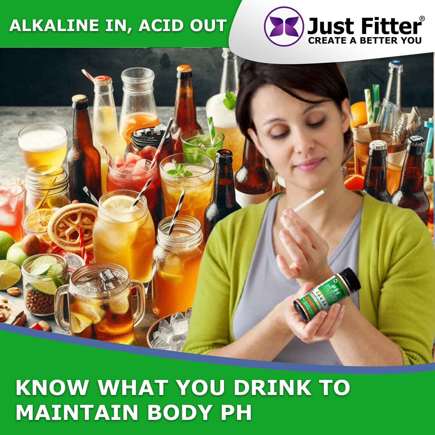 Just Fitter Alkaline Water Ph Test Strips. Testing Kit for Home Drinking Water and Liquids. Universal Tester for Aquarium, Fish Tank, Pool, Hot Tub, Spa, Kombucha, Fermentation and Brewing Process.