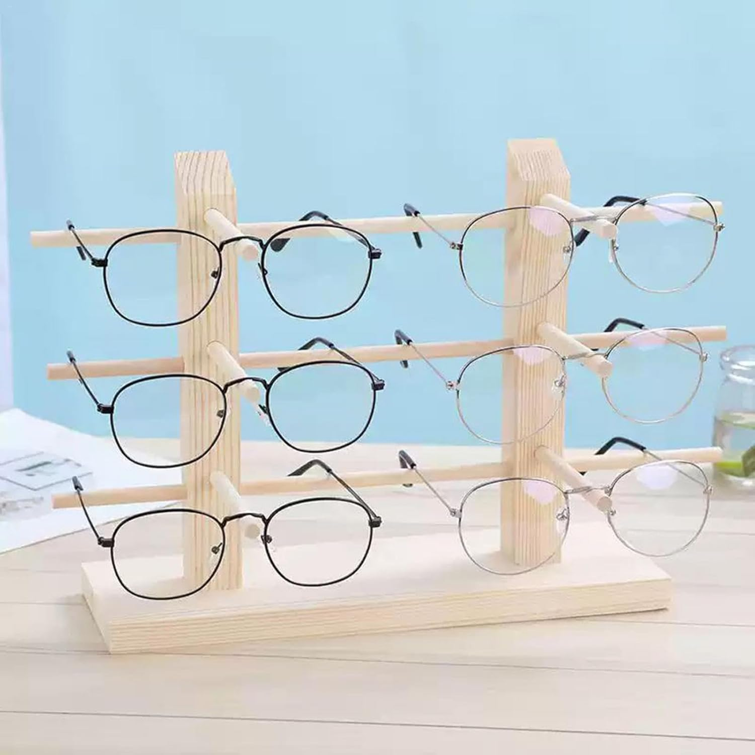 Qkbuza Sunglasses Rack - Wooden Multiple Glasses Holder Glasses Display Stand,Glasses Display, Sunglass Rack, Detachable Eyeglass Stand for Men, Women image number 2