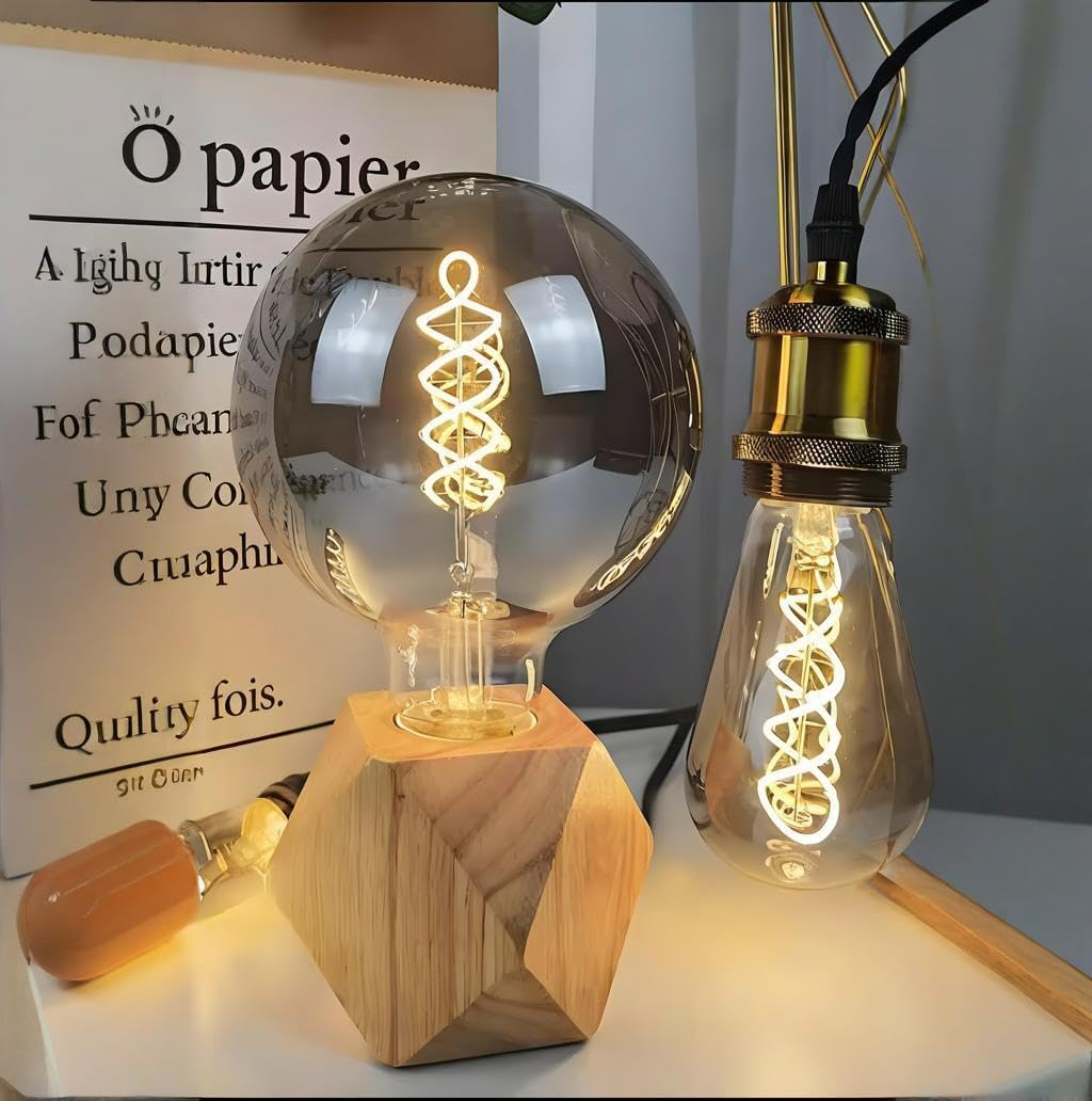 Vanpus 4 W LED Edison Bulb, Dimmable 2700 K Warm White, E27 Socket, 20,000 Hours Lifespan, 90+ CRI, Smoke Grey Glass Vintage Lamp - Pack of 3 image number 2