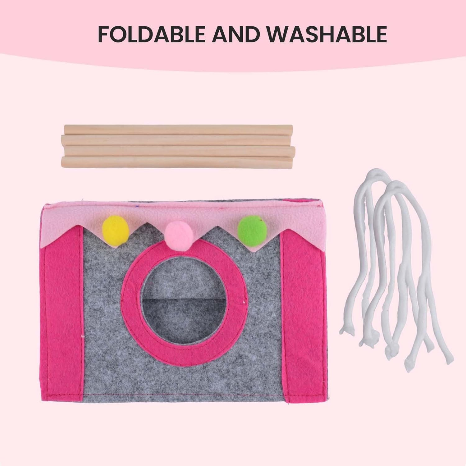 Guinea Pig Hideout Tunnel Tent Toy for Small Animal Guinea Pig Cages Accessories House Tent with Bed Simple Installation Convenient Clean Multifunctional for Home(Pink) image number 4