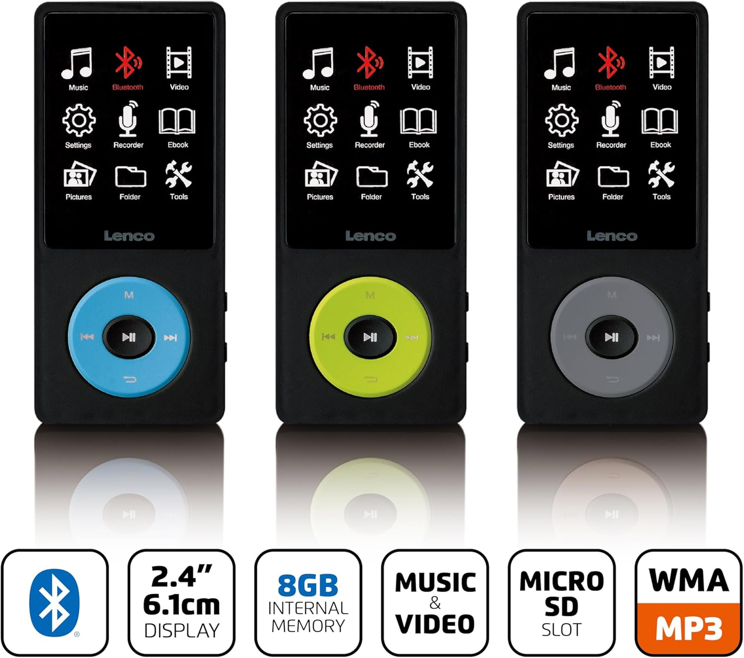 Lenco Xemio-860Bk - MP3/MP4 Player with Bluetooth and 8 GB Internal Memory - Black Portable CD Player image number 1