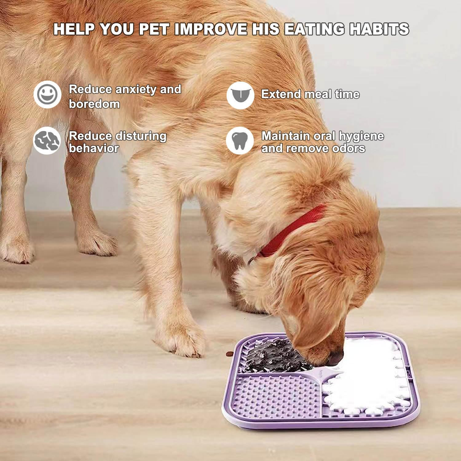 Azyh 2 PCS Licking Mat for Dogs & Cats with Suction Cups, Dog Slow Feeder Lick Pat for Anxiety Relief, Dog Toys Feeding Mat for Butter Yogurt Peanut, Pets Bathing Grooming Training Mat (7.9''*7.9'') image number 3