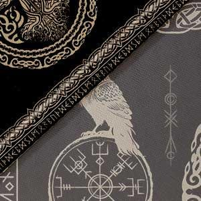 Hajmsug Vikings Tapestry,Black and White Tree Bird of Wisdom Celtic Rune Ancient Rune Totem Norse Mythology Medieval Viking Wall Art,Aesthetic Mythology Tapestry for Bedroom Living Room,60X40 Inch. image number 2