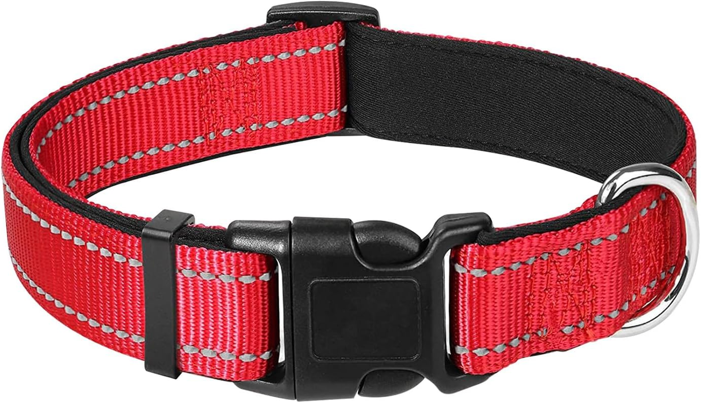 Reflective Nylon Dog Collars, Adjustable Classic Dog Collar, Dog Accessories Collar, Black Buckle Reflective Collar, for Small Medium Large Dogs with Buckle Heavy Duty Basic Dog Collar image number 5
