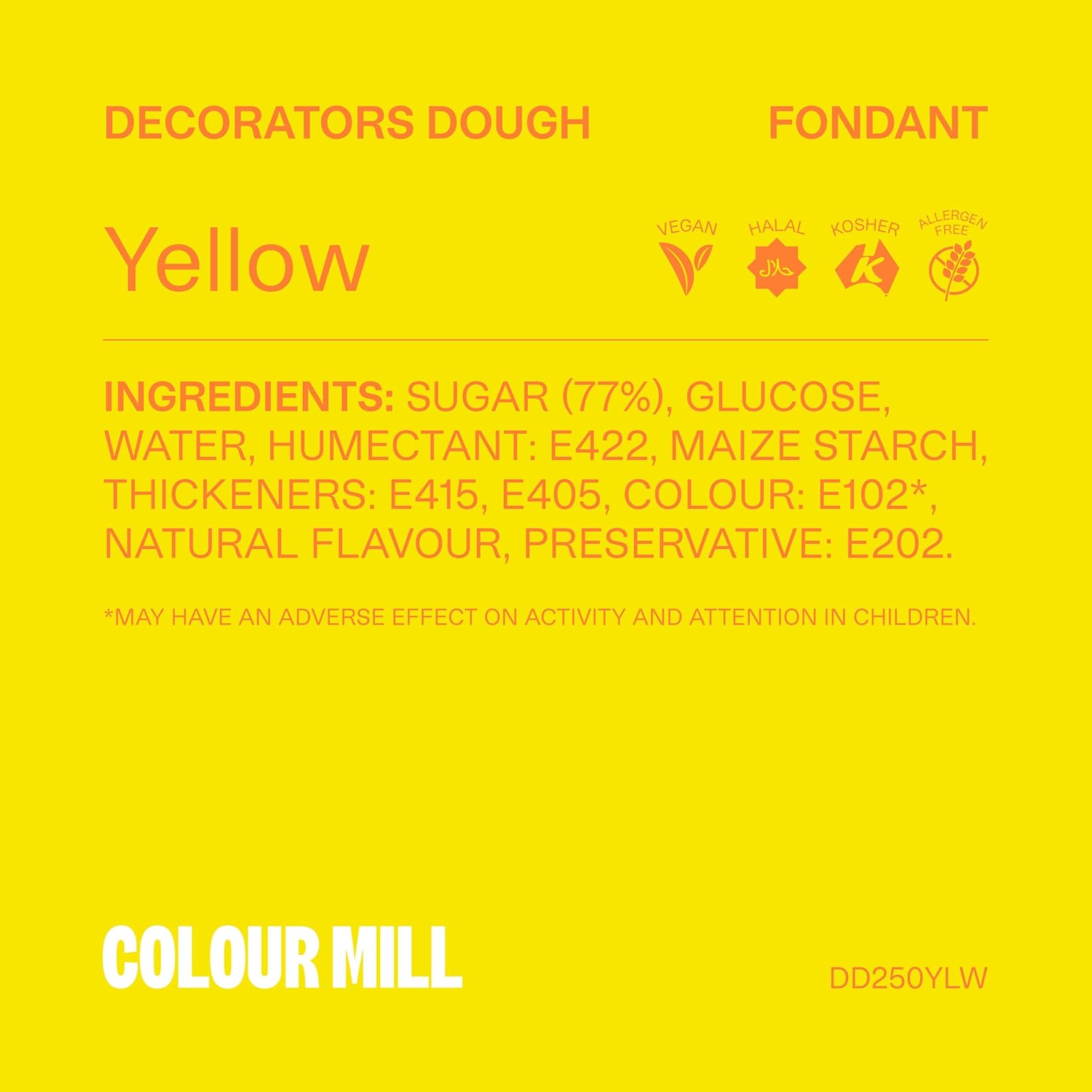 Colour Mill Decorators Dough Premium Ready to Roll Fondant Yellow 250G image number 3