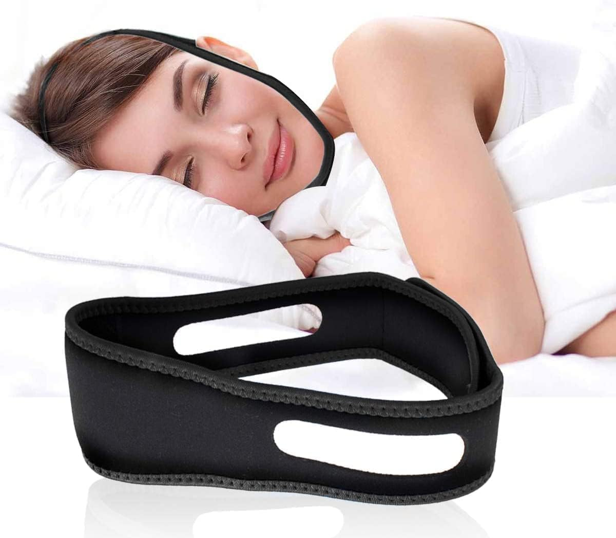 LGLAU anti Snoring Chin Strap anti Snoring Device Adjustable Universal anti Snoring Devices Adjustable Effective Stop Snoring Sleep Aid Snore Reducing Aid for Women & Men (Black) image number 3