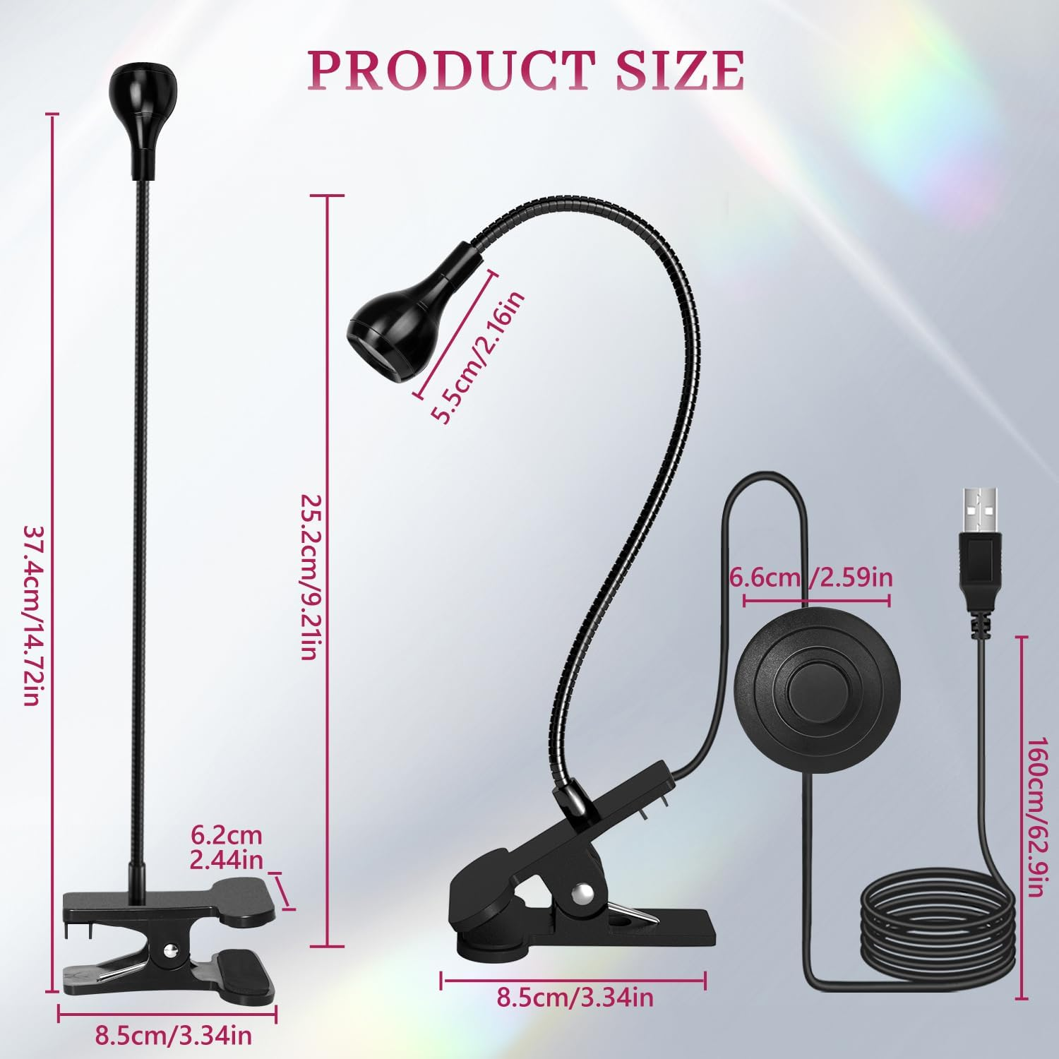 Krofaue UV LED Nail Lamp - Quick Dryer Curing Light Foot Control Gooseneck UV Nail Dryers with Gooseneck and Clamp Manicure Salon DIY at Home Beauty Black image number 5