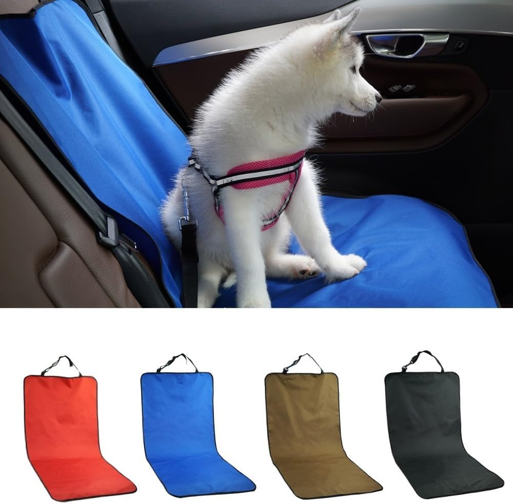 Dog Car Seat Cover Car Waterproof Back Seat Pet Cover Protector Mat Rear Safety Travel Accessories for Cat Dog Pet Carrier Car Rear Back Seat Mat Dog Hammock(Color:Black) - Blue image number 7