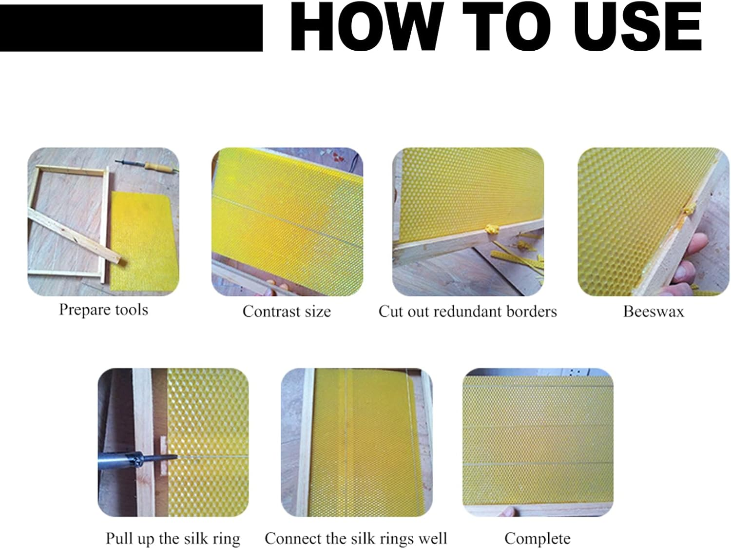 Beekeeper Supplies, 10PCS Bee Honey Sheets Beeswax Sheets Beehive Foundation Honeycomb Honey Frame Portable Wild Bee Beekeeper Tool for Beekeeper Supplies Hive Tool Candle Making image number 6