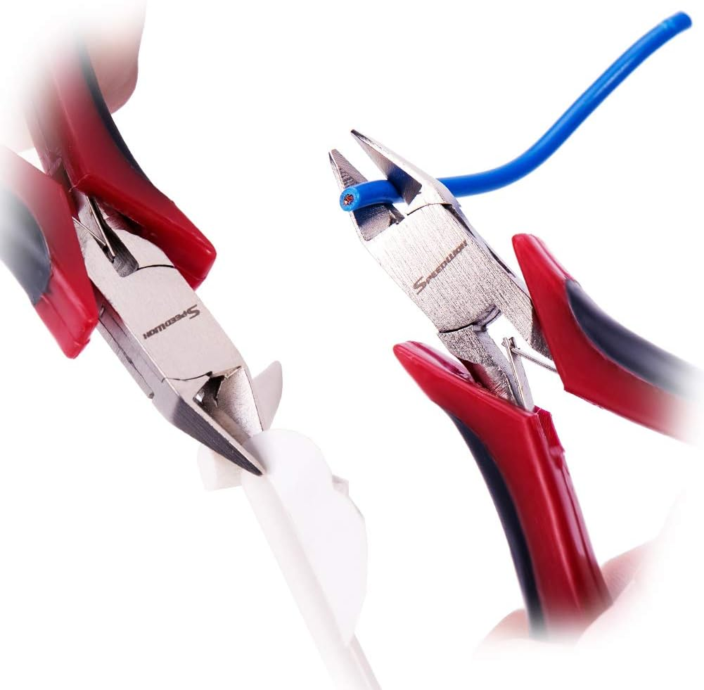 SPEEDWOX Diagonal Cutting Pliers Side Nippers 4 Inch Micro Wire Cutters Precision Plastic Nippers with Spring Mini Side Cutting Flush Cut Angled Head Fine Plier Professional Jewelry Making Tool image number 1