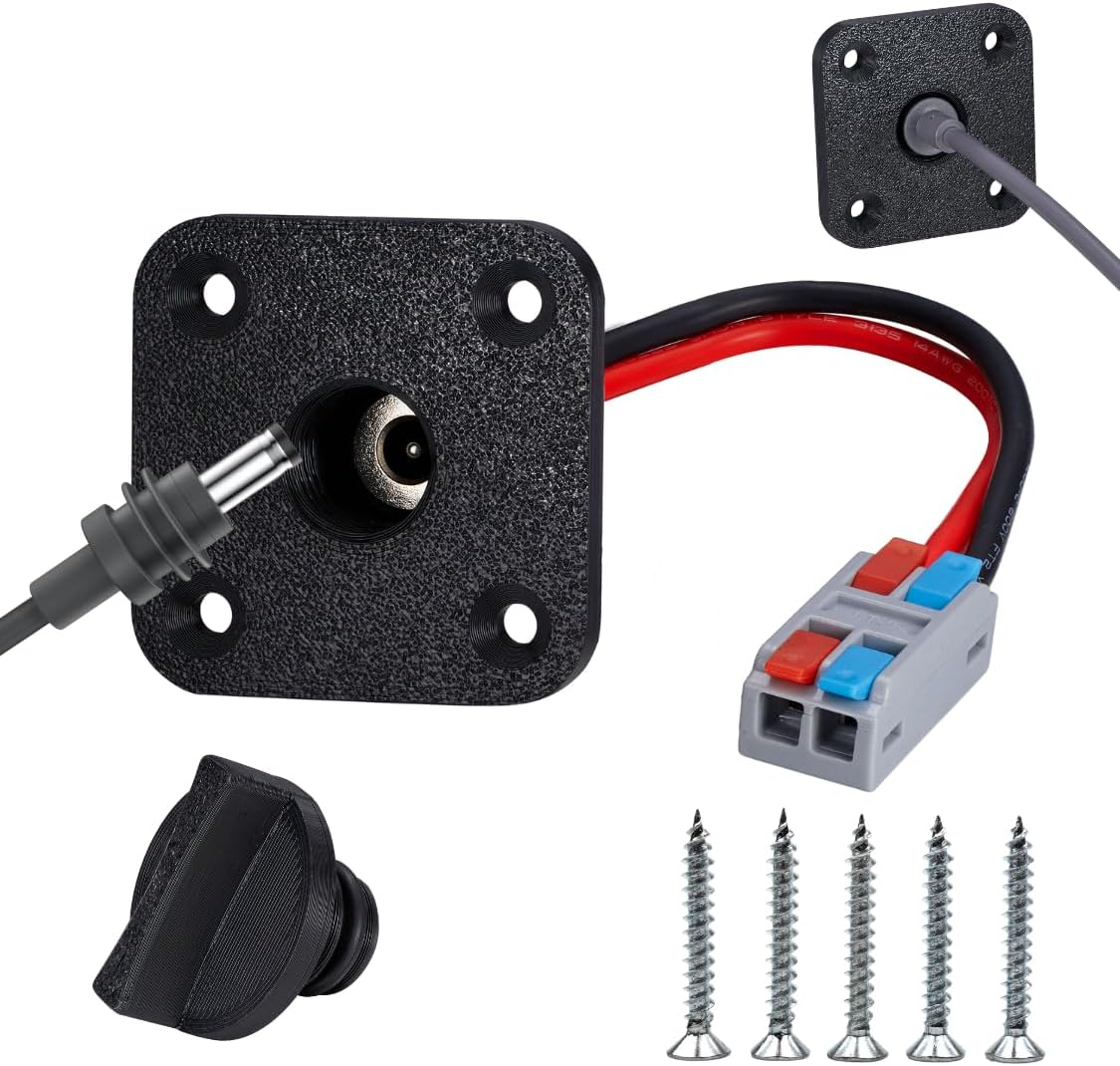 RV DC Cable Panel Mount for Starlink Mini, 5.5 X 2.1Mm 2-Pole DC Power Jack Female，Waterproof Passthrough (Black) image number 3