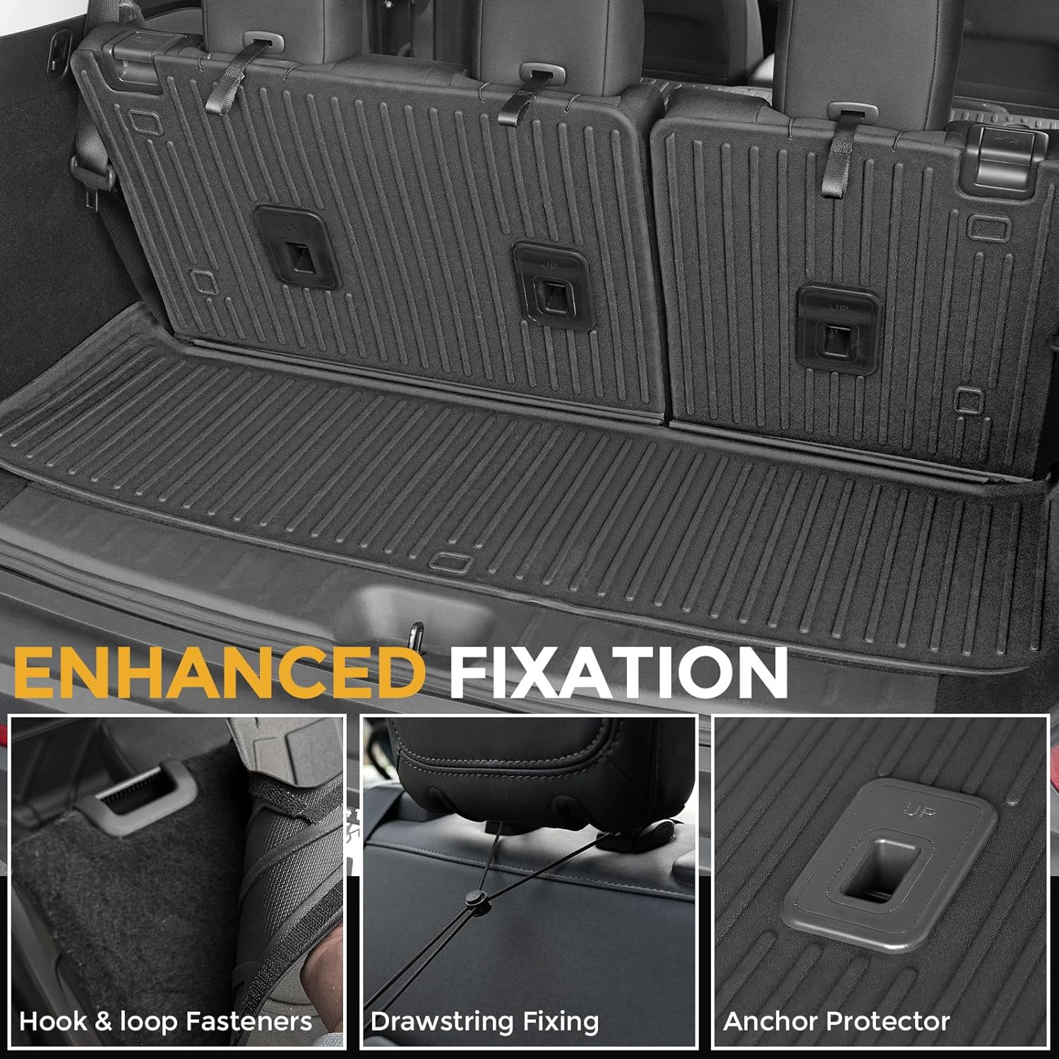 Cargo Mat for 2022-2025 Nissan Pathfinder 7/8 Passenger Accessories, Full Coverage All Weather TPE Protector Cargo Mat with Backrest Mat Trunk Mat Cargo Liner for Nissan Pathfinder Accessories image number 2