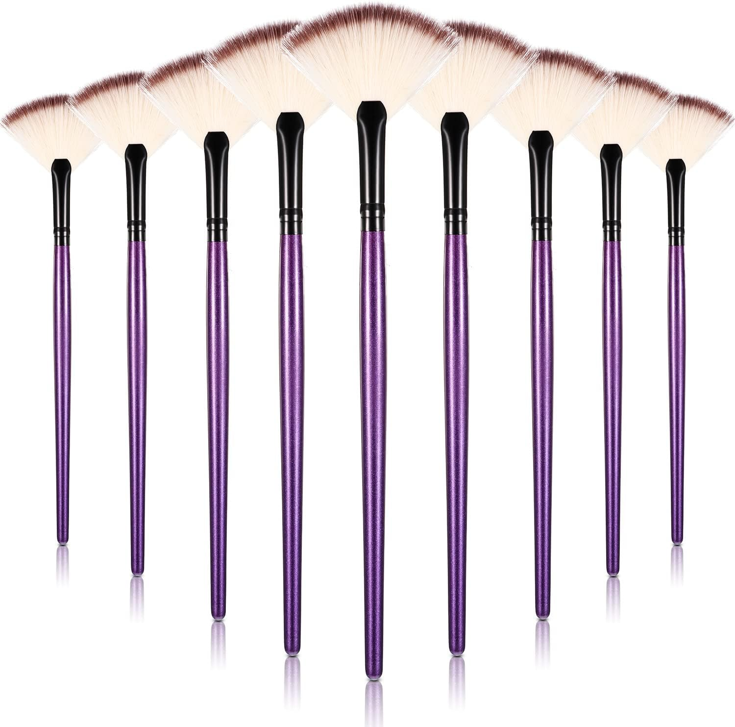 Maitys 6 Pieces Fan Mask Brushes Soft Fan Facial Mask Applicator Tools Brush Makeup Brushes Cosmetic Tools with Handle for Makeup Women(Purple Hair)