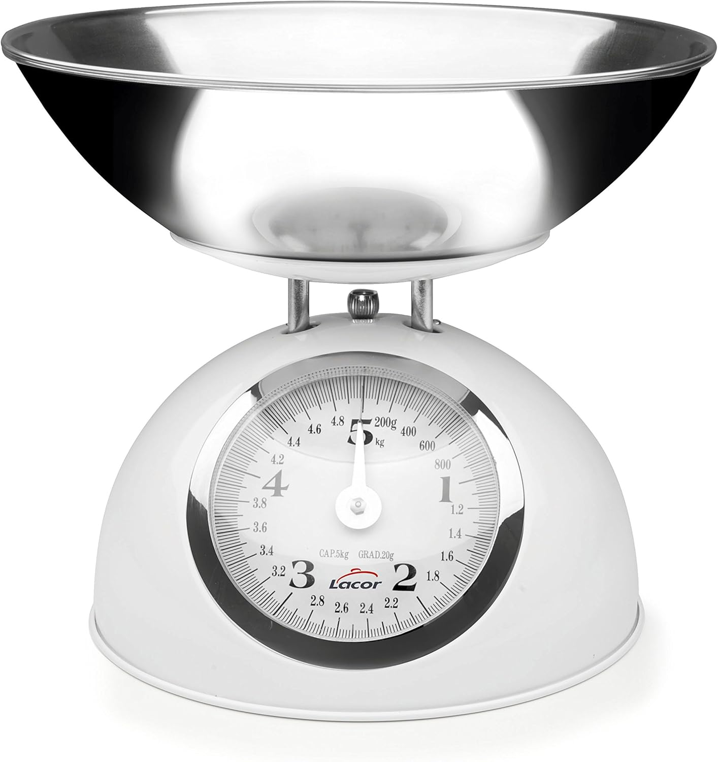 Lacor Retro Kitchen Scale with Stainless Bow, Stainless Steel, White, 30 X 30 X 30 Cm image number 2