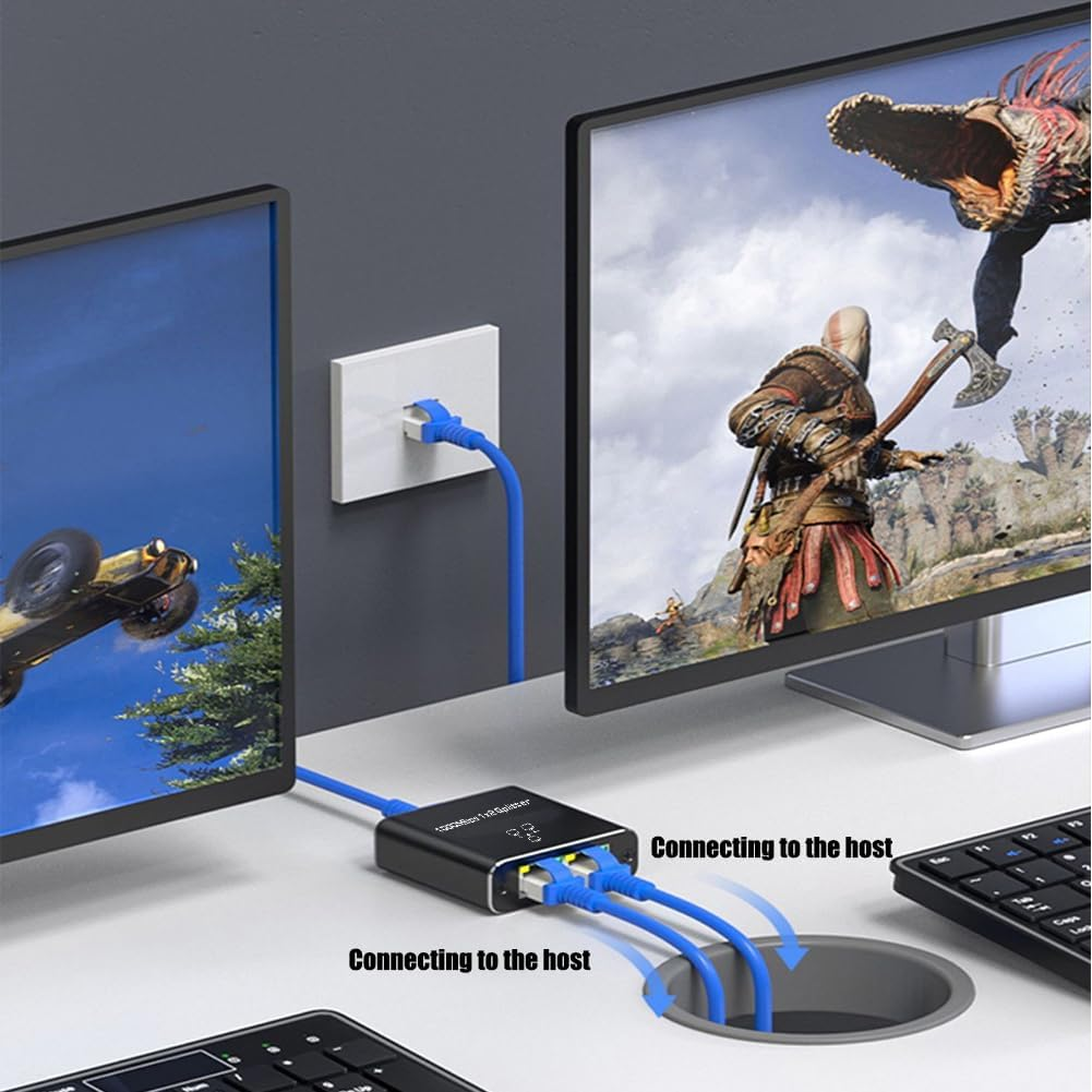 LAN Splitter 1 to 2, Ethernet Gigabit Network Splitter, RJ45 1 to 2, 1000/100 Mbps, Ethernet Splitter, with USB Power Port for Computer, Hub, Switch, Router, ADSL, Set-Top Box, Digital TV Etc image number 3