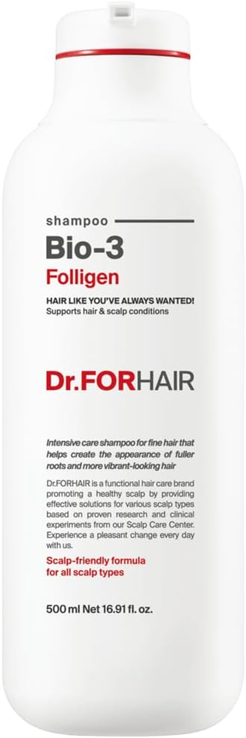 Dr.Forhair Bio-3 Folligen Shampoo 500 Ml/16.91 Fl. Oz. | Hair Strengthening Shampoo | Thickening and Volumizing | Revitalizes and Moisturizes Lifeless Hair | Calming and Hypoallergenic image number 1