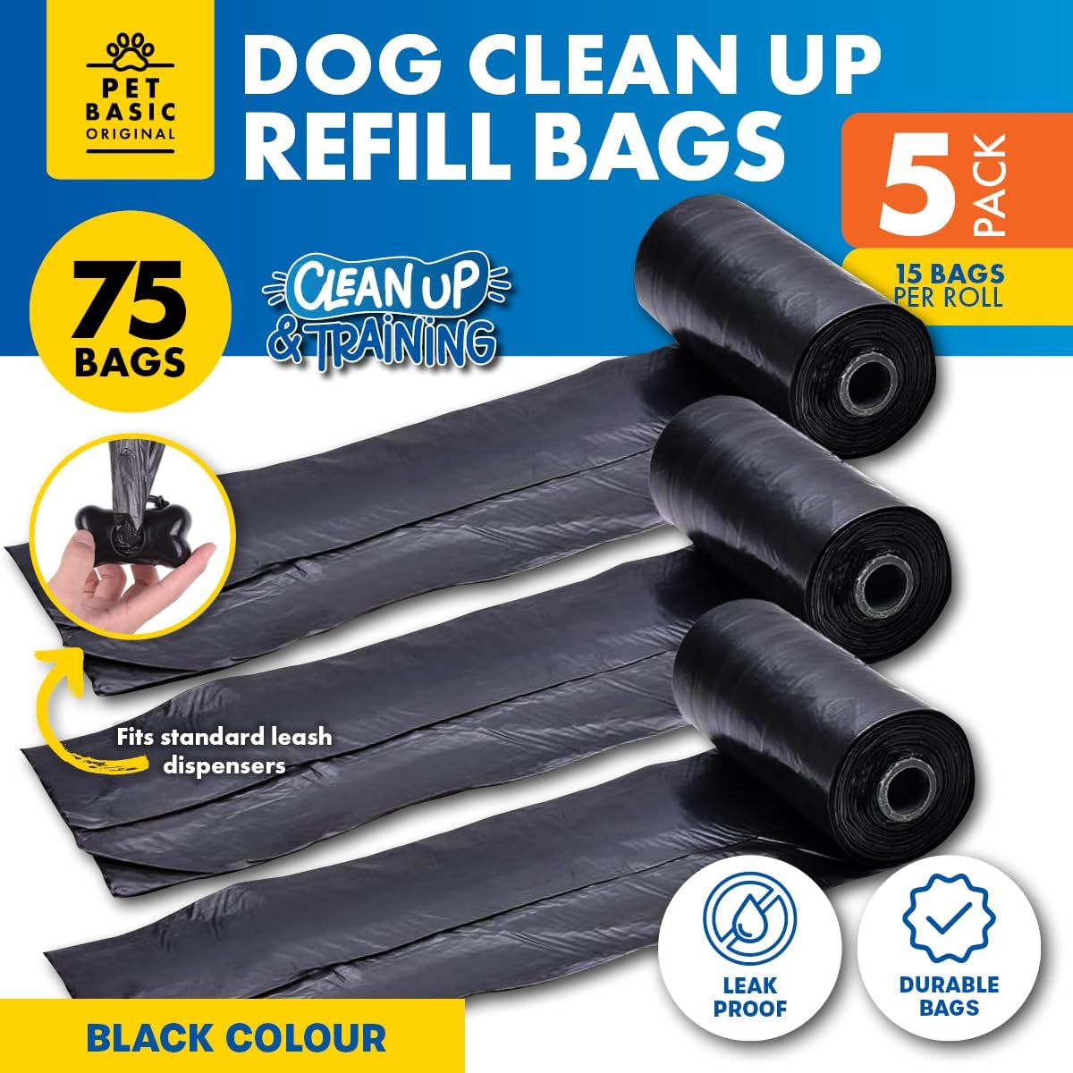 Pet Basic 300Pce(20Rolls*15Pcs) Pet/Dog Waste Refill Bags Leak Proof Durable 13.5 X 32Cm image number 3