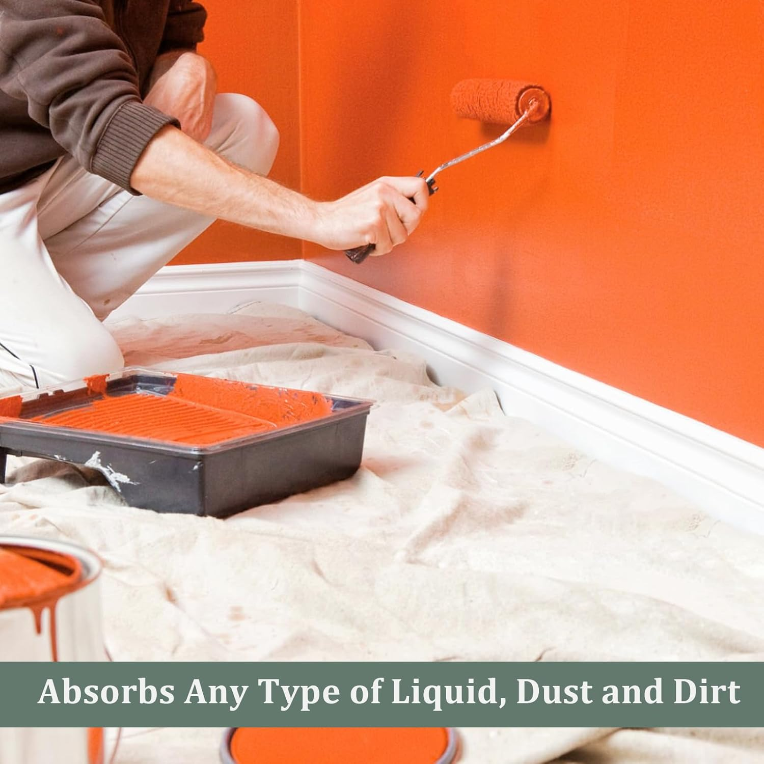 Kingorigin Grey White Canvas Drop Cloth 9X12Feet for Painting, Painters Drop Cloth, Paint Tarp, Curtains, Painting Supplies, Canvas Sheet image number 1