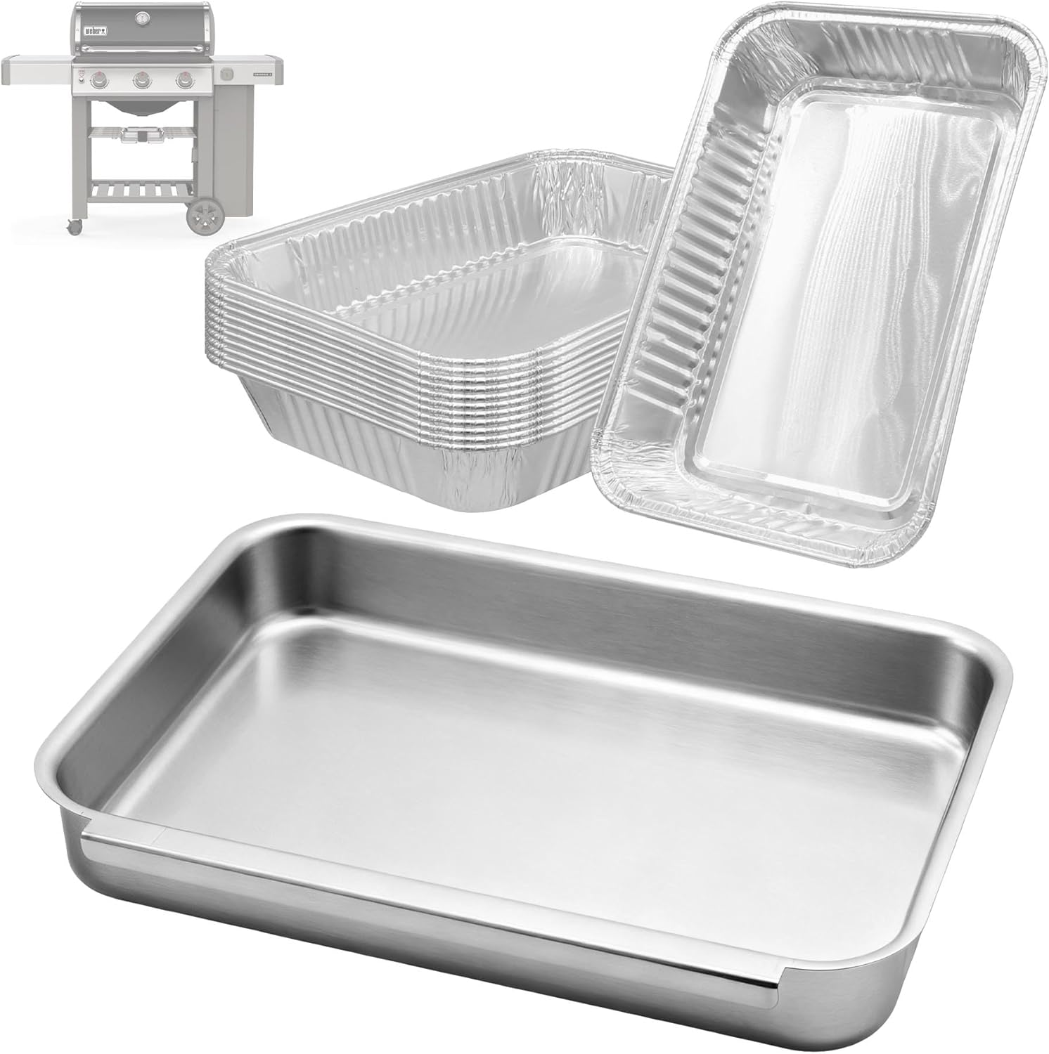 93305 Catch Pan for Weber Spirit E-210 E-220 E-310 E-320 E-330 Series, 83156 Grease Tray with Drip Pan Liners Replacement for Weber Genesis II E-310 E-315 E-325 E-330, for Spirit 200/300 Series image number 5