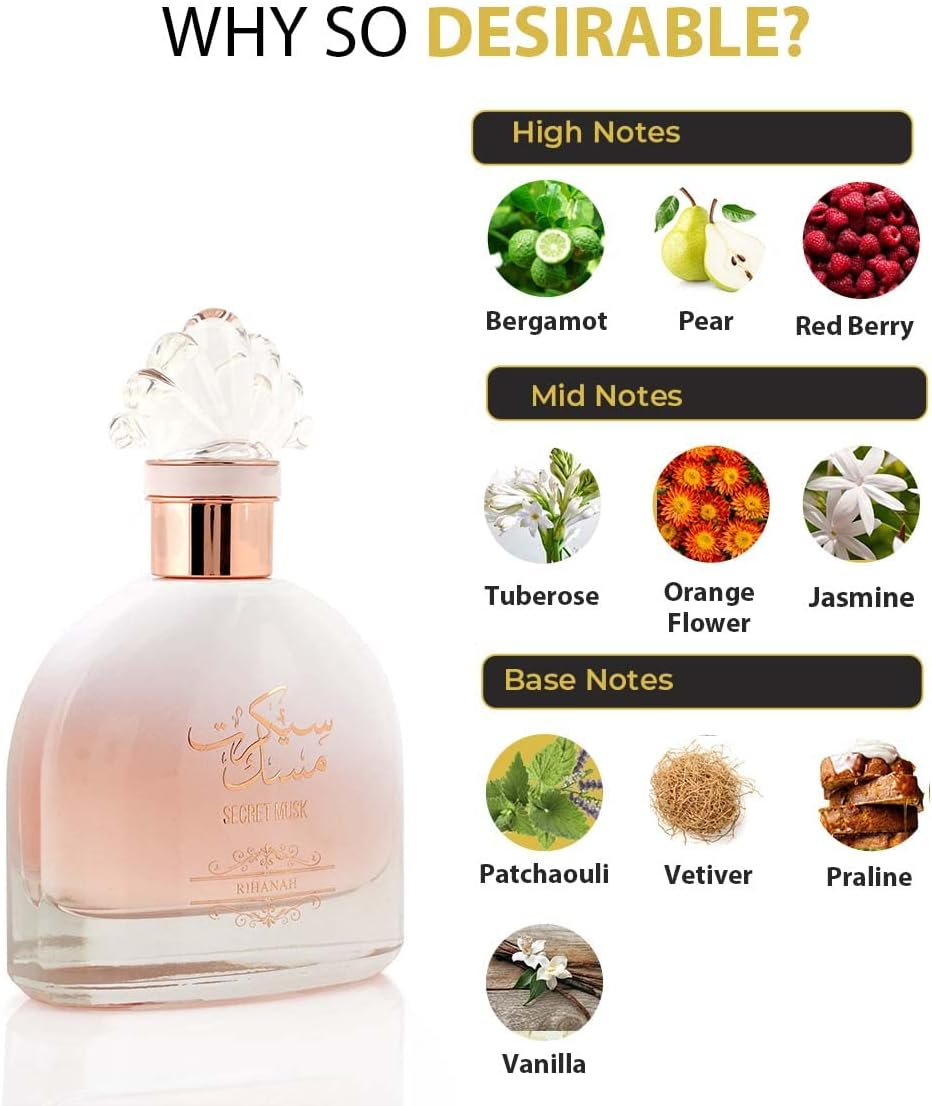 RIHANAH Secret Musk EDP Perfume 100Ml for Men & Women image number 4