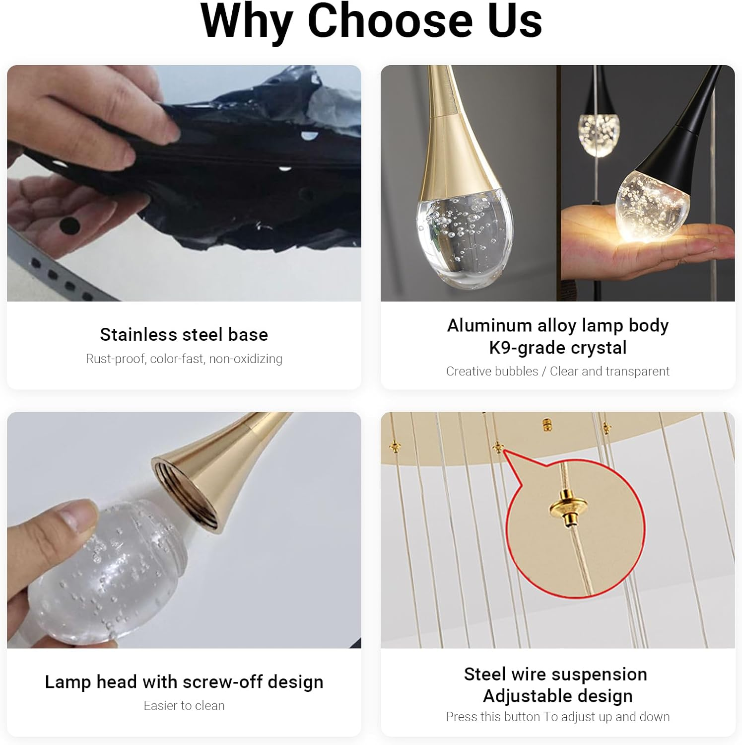 USOR 12-Light High Ceiling Chandeliers LED Modern Gold Crystal Raindrop Chandelier for Staircase Entryway 3 Colors Dimmable Spiral Large Pendant Light Luxury Chandelier for Living Room Lobby Remote image number 6