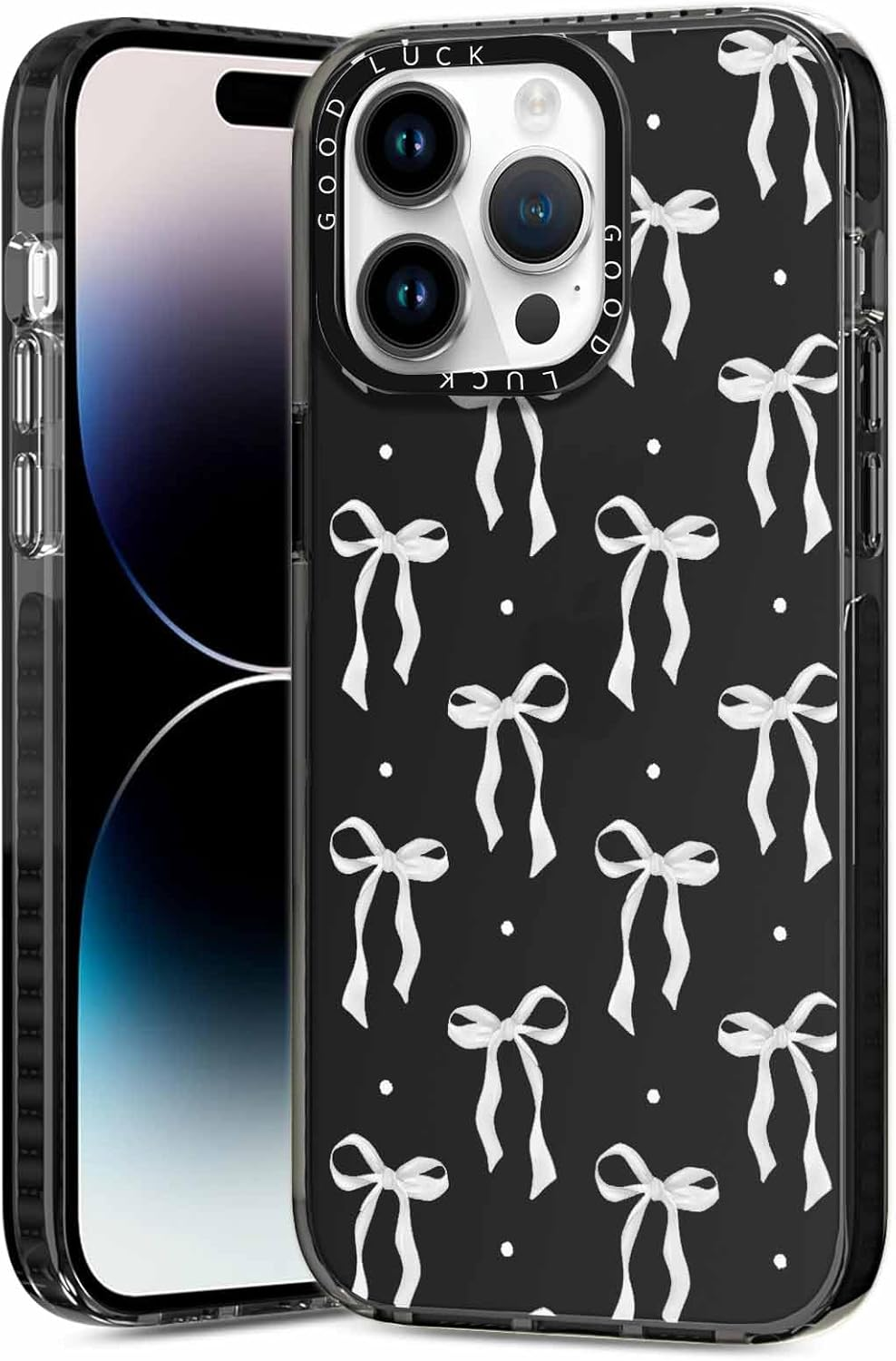 Xylota 2 X Transparent Mobile Phone Case for Iphone 16 Pro 6.3 Inch Case, Transparent Case Pattern Aesthetic Bows Girls Women Protective Case Soft Silicone TPU Bumper Shockproof Cover for Iphone 16
