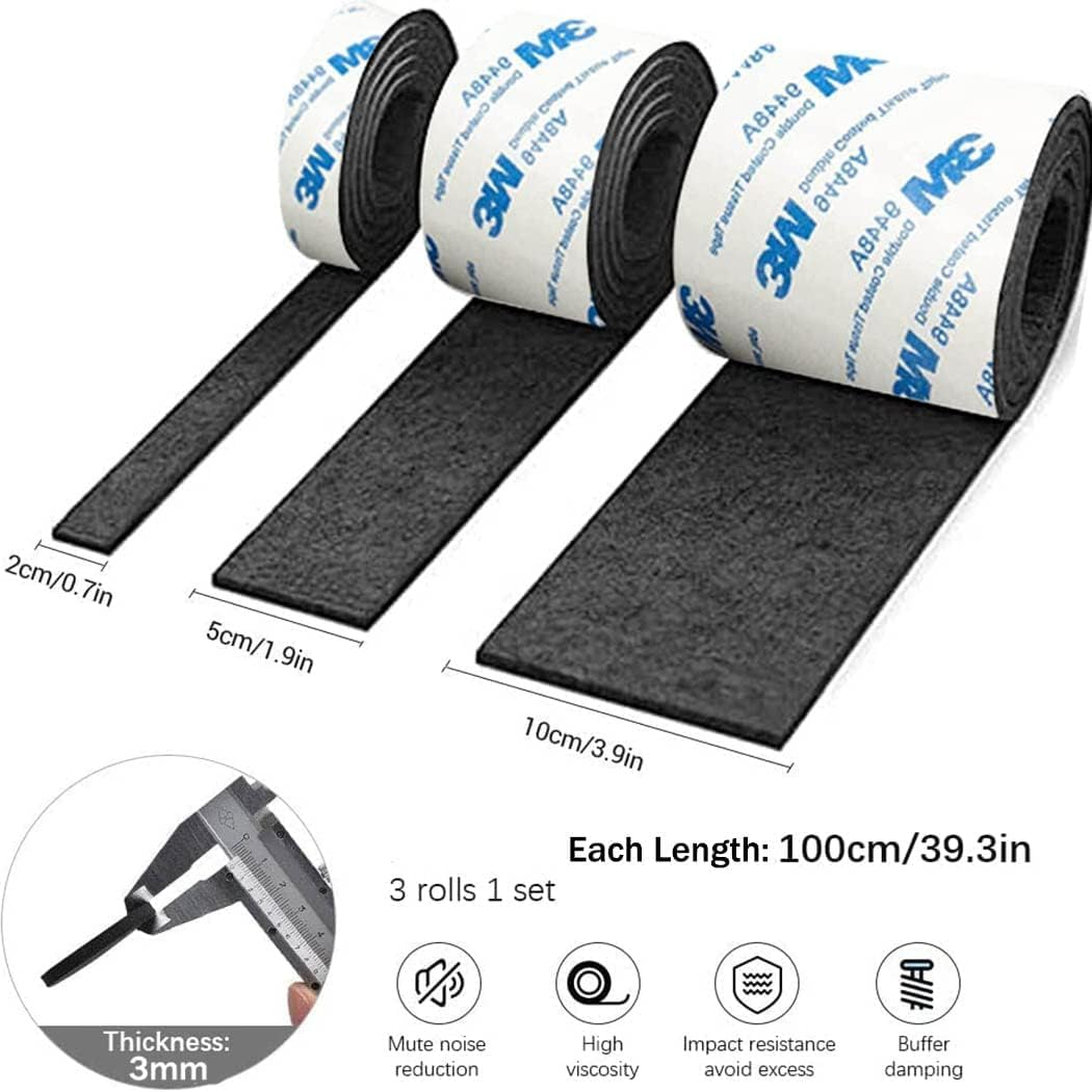 3 Size Felt Strip Rolls,Felt Pad Furniture, DIY Furniture Felt Pads Self Adhesive Floor Protector Pad for Hardwood Floors, Floor Protectors,Desk Chair Sofa Leg- Black 10/5/2Cm (Black 10/5/2Cm) image number 5