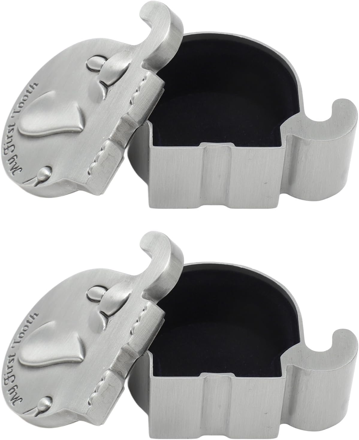 Fdit 2 Pack Small Keepsake Box Elephant Shape Storage Box, Safe Velvet Cushion, Metal Exquisite Workmanship, Ideal for Newborns, Birthdays image number 2