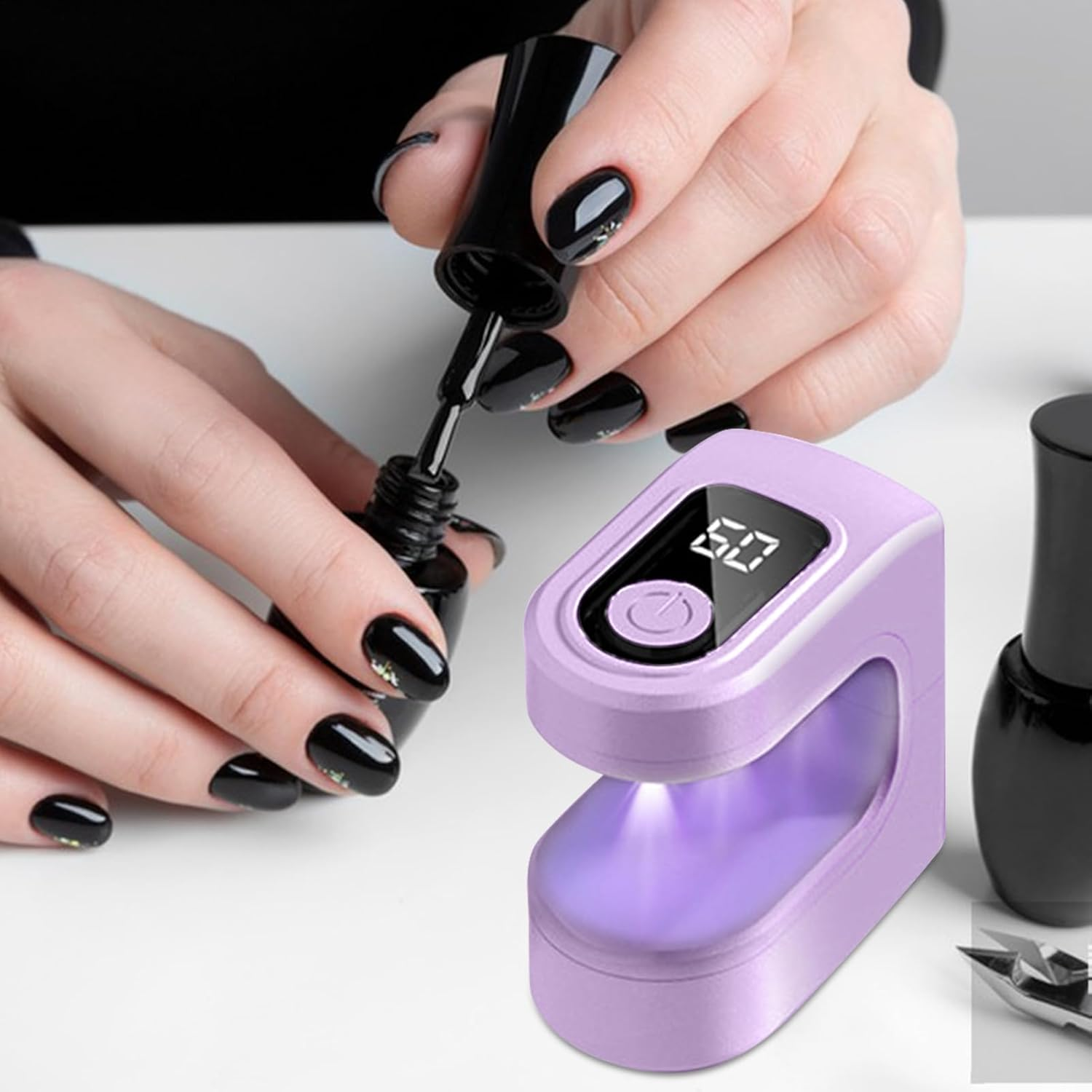 Furtryvl Small Nail Lamp | Gel Polish Dryer USB Charging,Portable Manicure Curing Light for Home Travel Daily Use with 2 Timing Modes image number 3