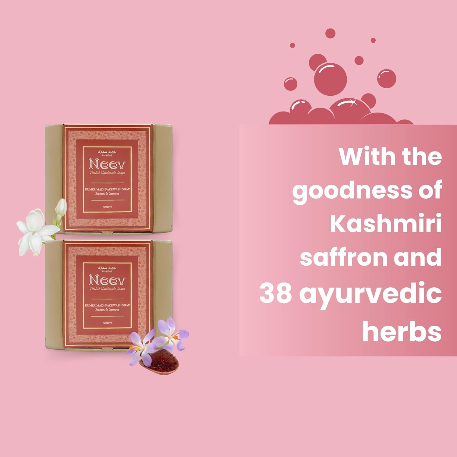 Neev Herbal Handmade Soaps Kumkumadi Soap (100Gm) - Set of 3 image number 5