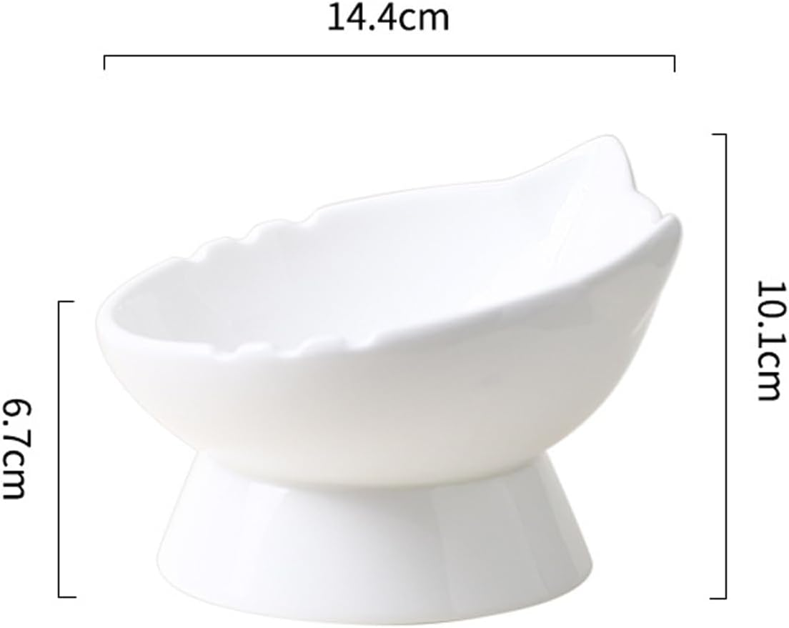 Raised Cat Bowl &ndash; Ceramic Elevated Pet Dishes, 15&deg; Tilt for Easy Digestion, Anti-Choking & Anti-Vomiting, Large Capacity for Food & Water (Classic White) image number 1