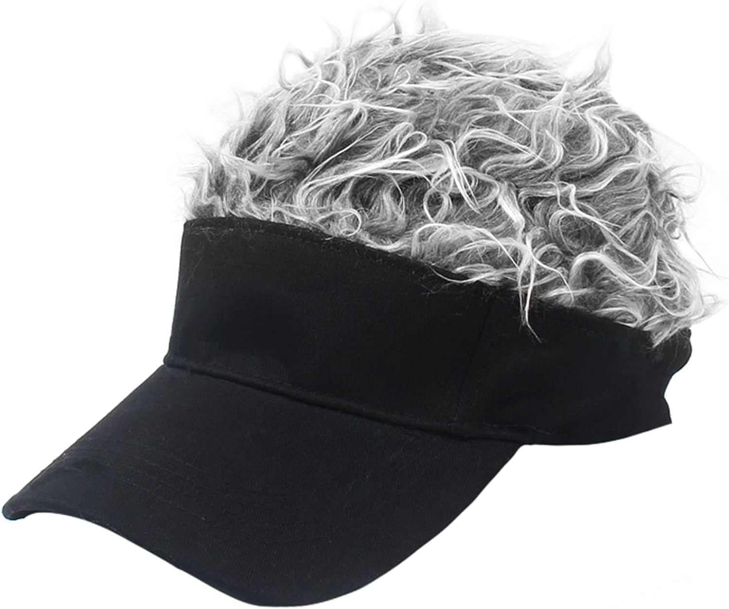 Malaxlx Mens Sun Visors Hat with Fake Spiked Hair Novelty Wig Adjustable Baseball Cap Golf Hat