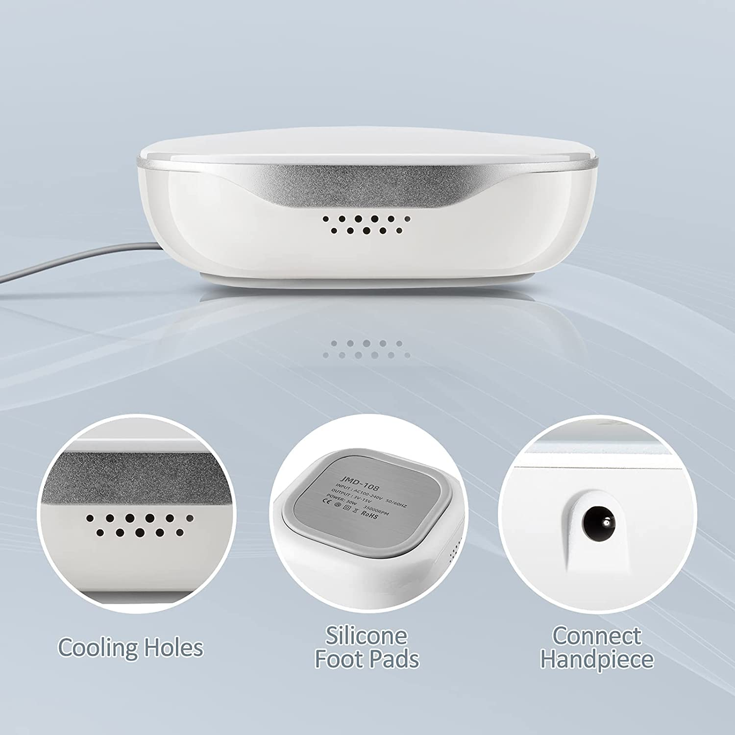 Professional Nail Drill Machine, Madenia Electric Nail File for Acrylic Gel Nails, with Touch-Sensitive Control and LCD Screen, 35000RPM (JMD-108 Gray) - Jmd-108 Blue image number 3