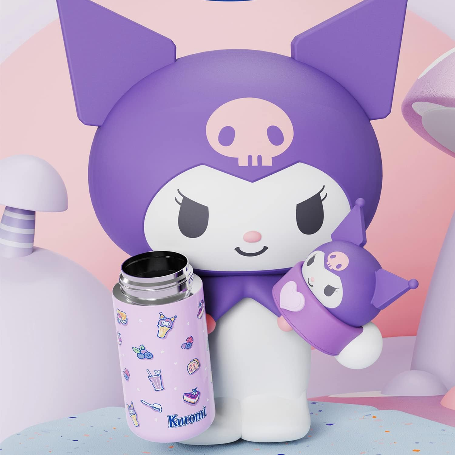 360Ml/12.2Oz Kawaii Water Bottle, Kuromi Thermos Water Bottle, Cute Insulated Water Bottle, Stainless Steel Water Cup for Hiking, Camping, Traveling, Office, School, Car, Girls image number 4