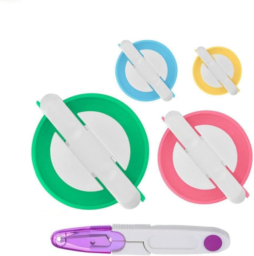 Pompom Maker,4 Pcs Pompom Maker Tool Set for Fluff Ball Weave DIY Wool Yarn Knitting Craft Project for Kids and Adult +1 Pcs Scissors(36Mm,46Mm,64Mm,86Mm) image number 2