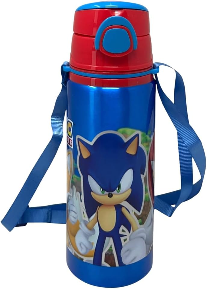 Aluminium Water Bottle with Straw Sonic 730Ml Automatic Pop up Bottle for Kids Shoulder Strap Supplied