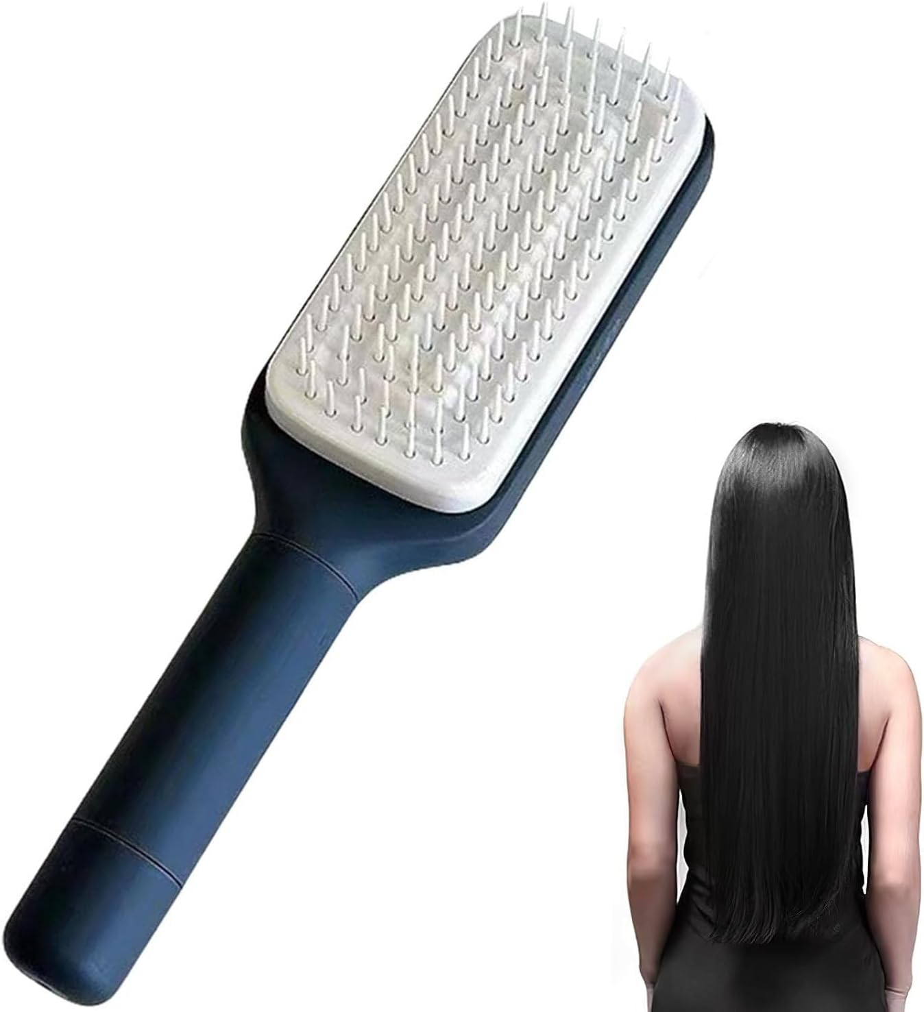 WADY Self Cleaning Hair Brush with Retractable Bristles,Tangle-Free & Anti-Static Hairbrush for All Hair Types, Frizz-Free Women'S Brush, Easy to Clean (Purple)