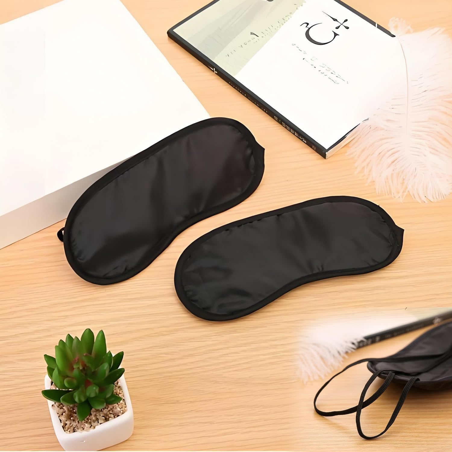 30PCS Black Sleep Eye Masks,Lightweight Breathable Eye Masks with 2 Adjustable Elastic Straps,Soft Night Use Eye Cover (Black) image number 3