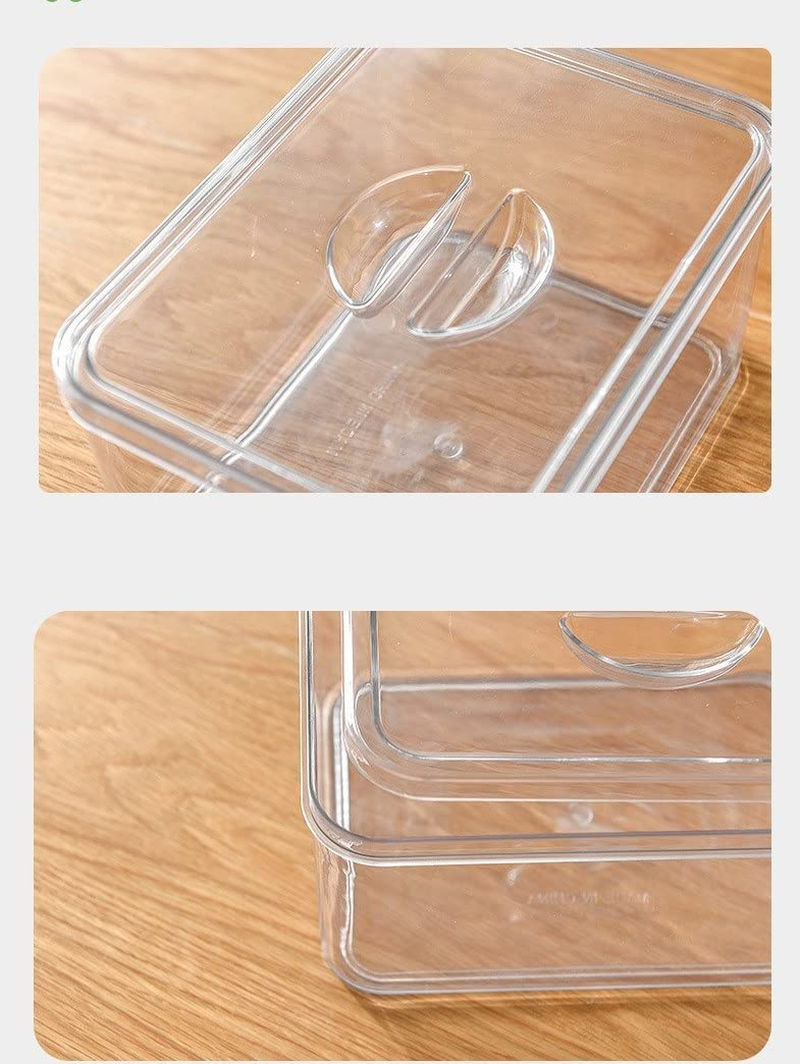 Set of 4 Refrigerator Organizer Box with Lid - Storage Boxes for Fridge, Freezer, Pantry, Kitchen Cabinet, Shelves - Plastic Containers to Store Fruit, Spices, Vegetable, Fish, Meat image number 4