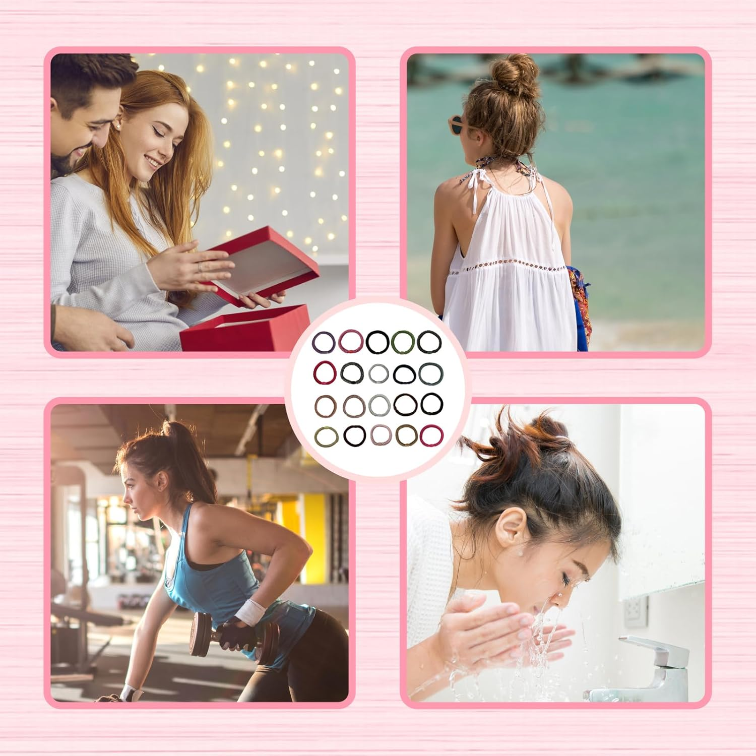 Pack of 20 Women'S Hair Bobbles, Elastic for Thick and Curly Hair, Multicoloured Hair Bands for Daily Styling, Women'S Accessories, Travel and Outdoor Activities image number 1