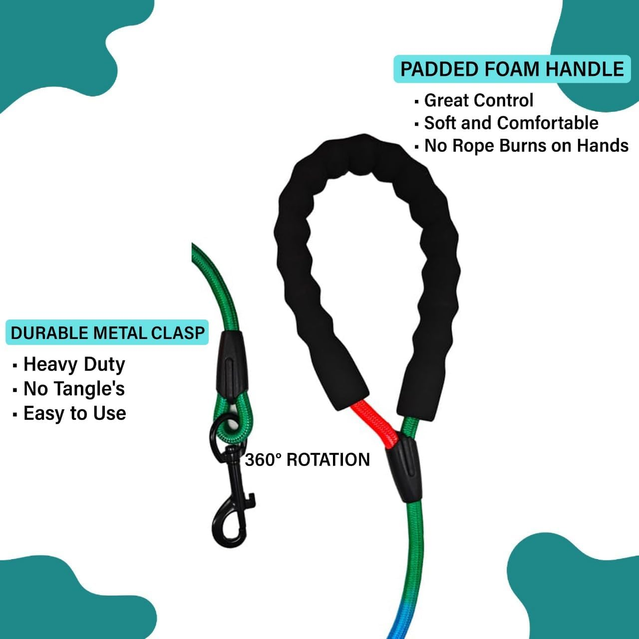 Petavee Dog Training Leash, Long Dog Training Leash with Training Clicker, Reflective Dog Leash, Extra Long Leashes of 5M 10M (15Ft 30Ft), Multicolor Leads for Small Medium Large Dogs 30Ft(10 Meter) image number 1