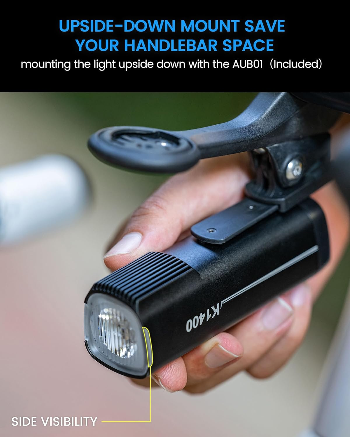 RAVEMEN K1400 Smart Bike Lights, Bright Bicycle Light with AI Night Riding Mode, Brightness Adjust, Auto On/Off, Power Bank Feature, Daytime Intelligent Mode image number 6