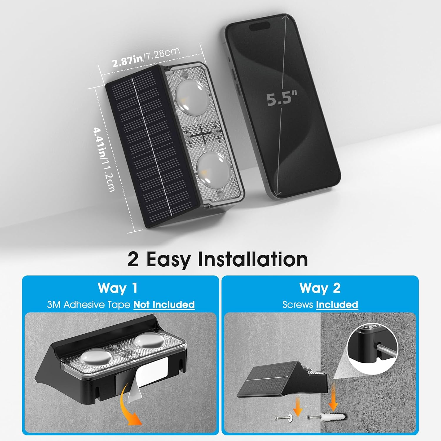 VOLISUN Solar Fence Lights Outdoor Garden 6 Pack, 9 Color Modes RGB Solar Garden Lights Waterproof IP65, Bright Fence Solar Lights for outside Deck Patio Gate Yard Pathway Decoration(Black) image number 5