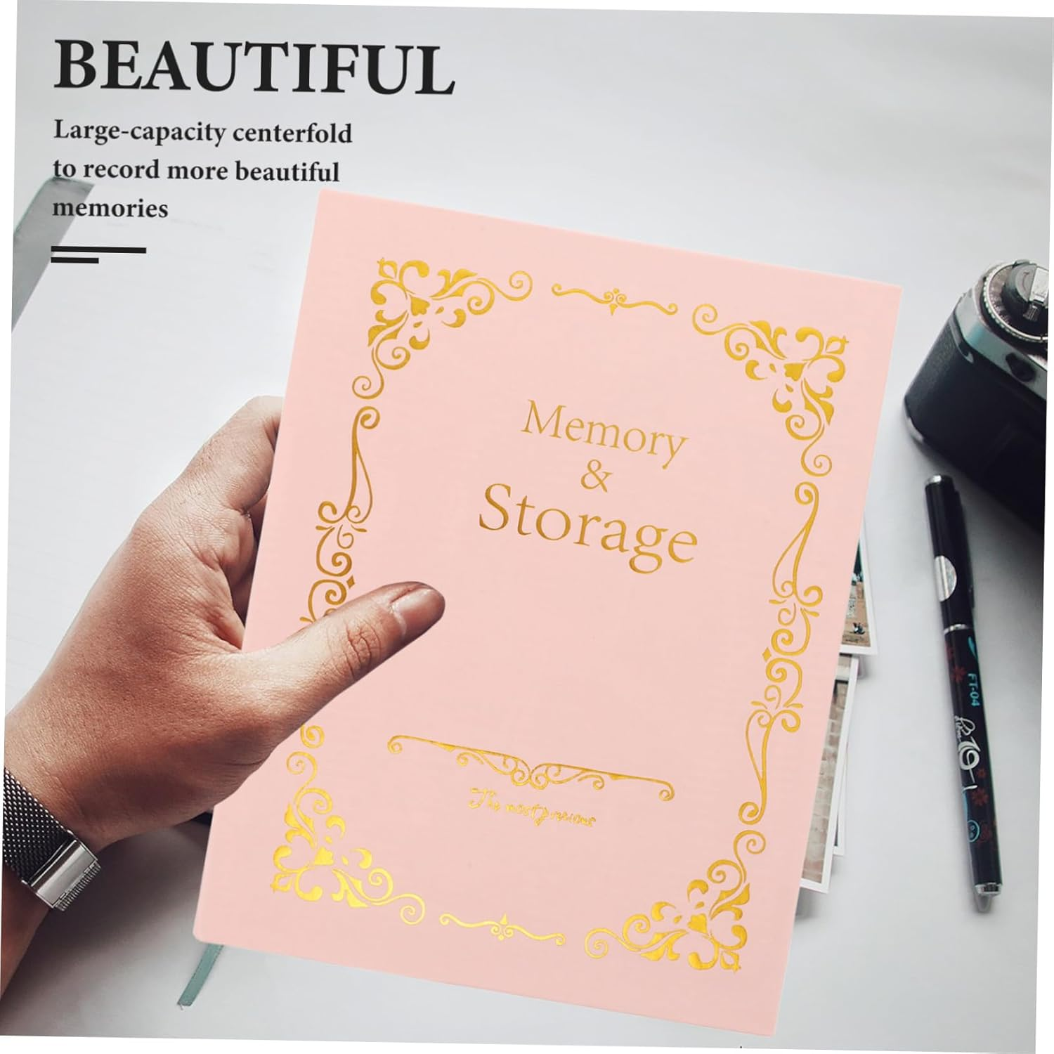 Cabilock Classic European Design Photo Book Gold-Stitched Cover for Family Photo Albums Cherished Memories image number 3