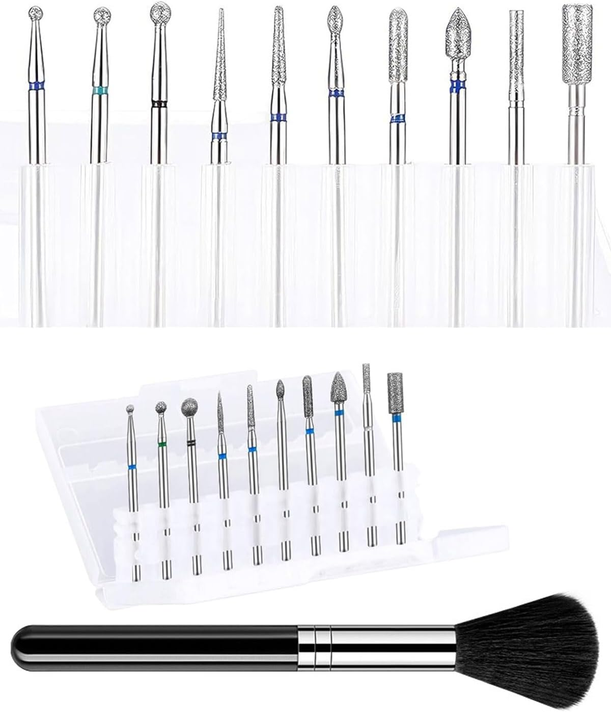 TPZORJX Nail Cutter Bits, 10 Pieces Nail Cutter Bit, Diamond Cuticle Ceramic Bits for Nail Cutter and Ceramic Acrylic Gel Nail Cutter Bits, with 1 Brush, Carbide Cuticle Cutter Bit for Gel Nails image number 4